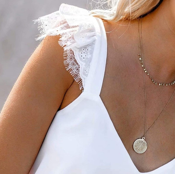 New Eyelash Lace Cap Sleeve Dressy Tank Top - Picture 4 of 8